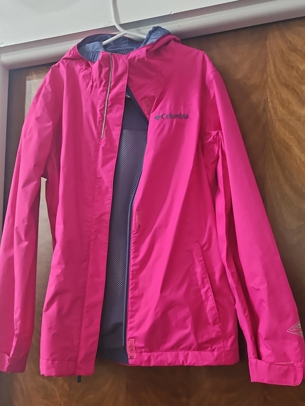 Columbia Girl's Hot Pink Hooded Shell Jacket Size M